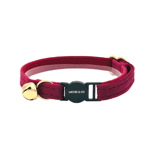 Burgundy Velvet Cat Collar